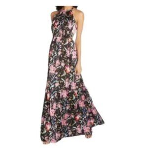 Aidan by Aidan Mattox Halter Tiered Printed Maxi Dress 14 NWT